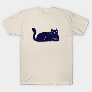 Moody blue cat upset mood - facing right T-Shirt